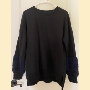 Forever 21 Black Sweatshirt With Artificial Wool
